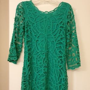 Kelly green dress with lace overlay